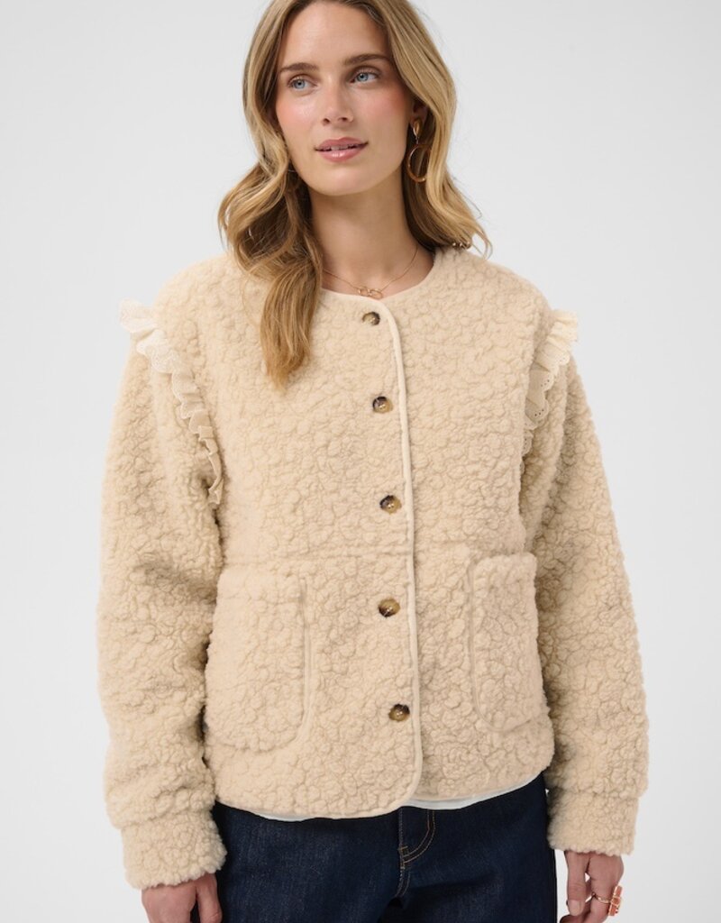 Cream Rana Teddy Jacket With Lace
