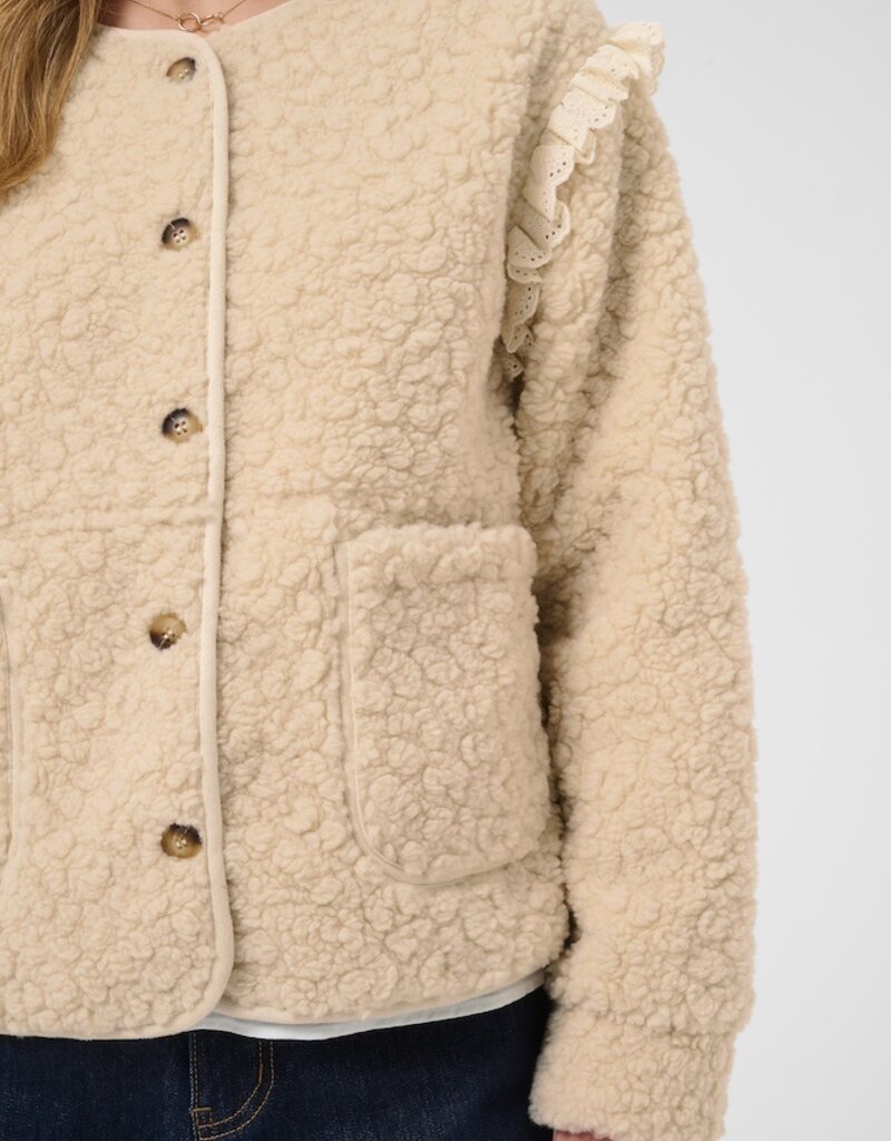 Cream Rana Teddy Jacket With Lace