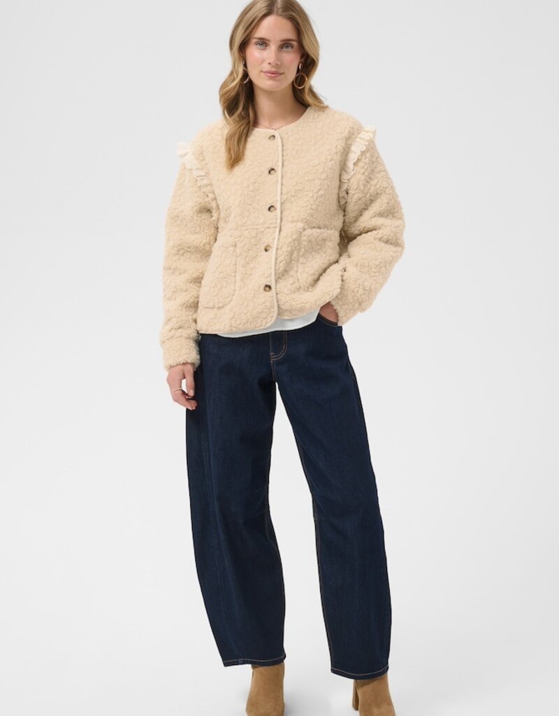 Cream Rana Teddy Jacket With Lace