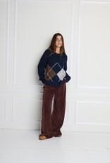 ICHI Bayana Argyle Knit in Total Eclipse Harlekin