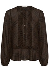 Part Two Cantaline Long Sleeve Sheer Blouse in Brown Leaf