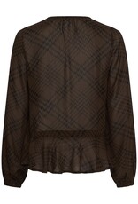 Part Two Cantaline Long Sleeve Sheer Blouse in Brown Leaf