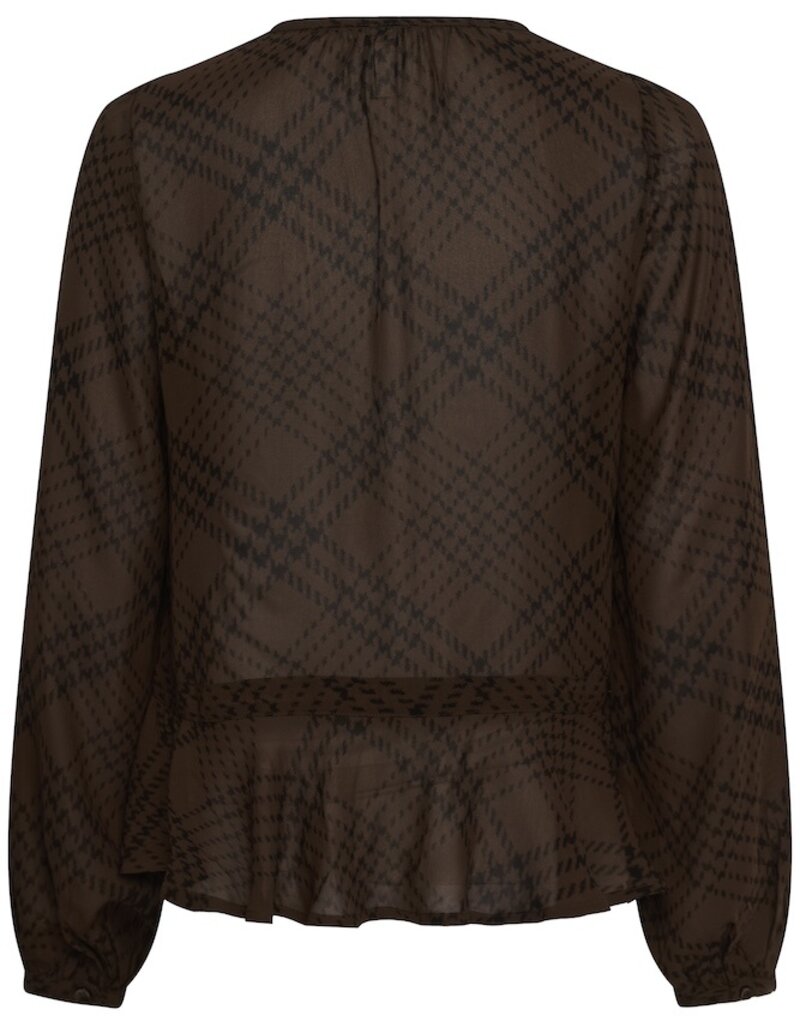 Part Two Cantaline Long Sleeve Sheer Blouse in Brown Leaf