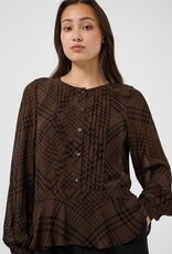 Part Two Cantaline Long Sleeve Sheer Blouse in Brown Leaf