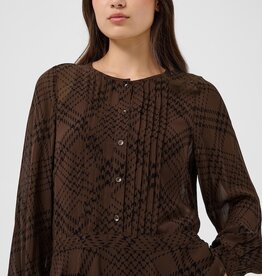 Part Two Cantaline Long Sleeve Sheer Blouse in Brown Leaf