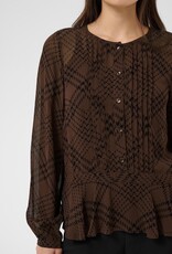 Part Two Cantaline Long Sleeve Sheer Blouse in Brown Leaf