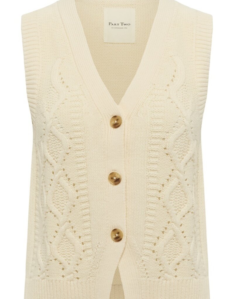 Part Two Christin Knit Waistcoat in Whitecap Gray