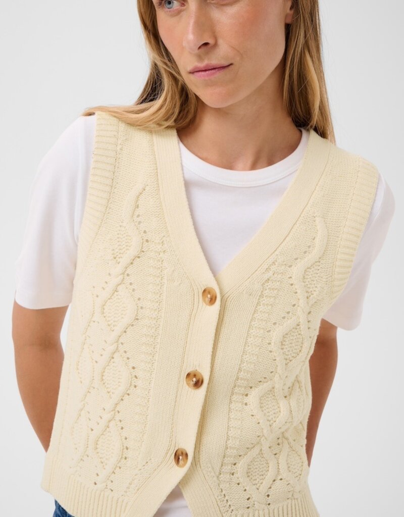 Part Two Christin Knit Waistcoat in Whitecap Gray