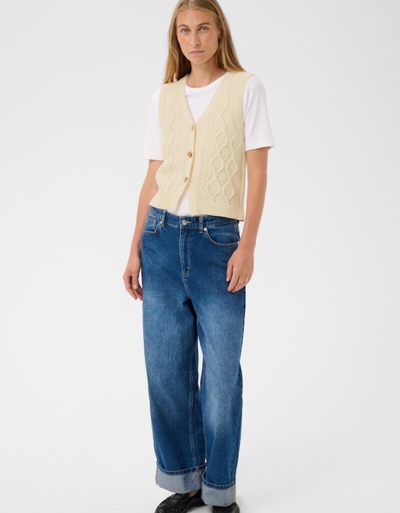 Part Two Christin Knit Waistcoat in Whitecap Gray