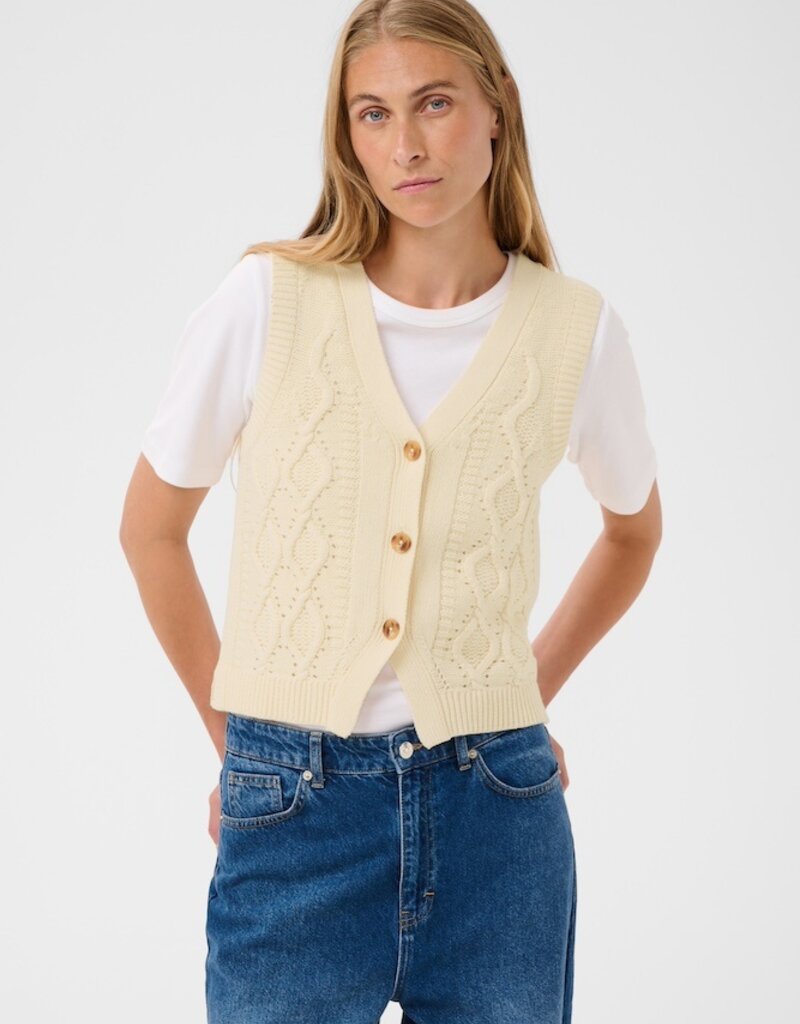 Part Two Christin Knit Waistcoat in Whitecap Gray