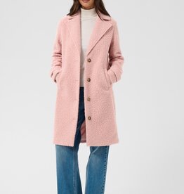 Kaffe Anne Long Bouclé Coat in Pale Mauve