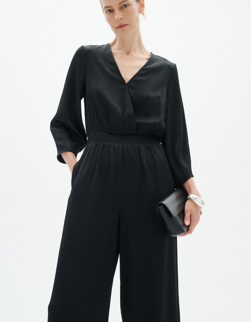 InWear Holley 3/4 Length Sleeve Satin Jumpsuit in Black
