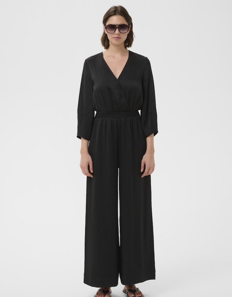 InWear Holley 3/4 Length Sleeve Satin Jumpsuit in Black