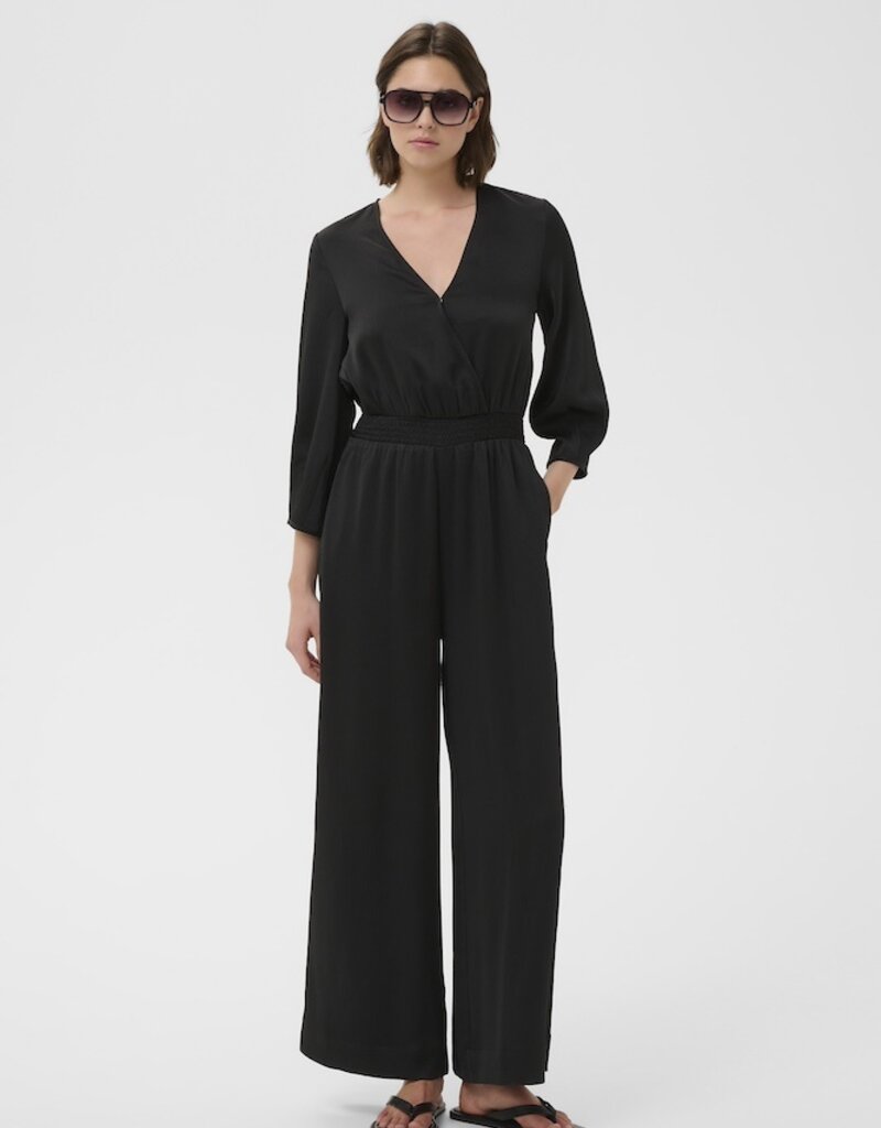InWear Holley 3/4 Length Sleeve Satin Jumpsuit in Black