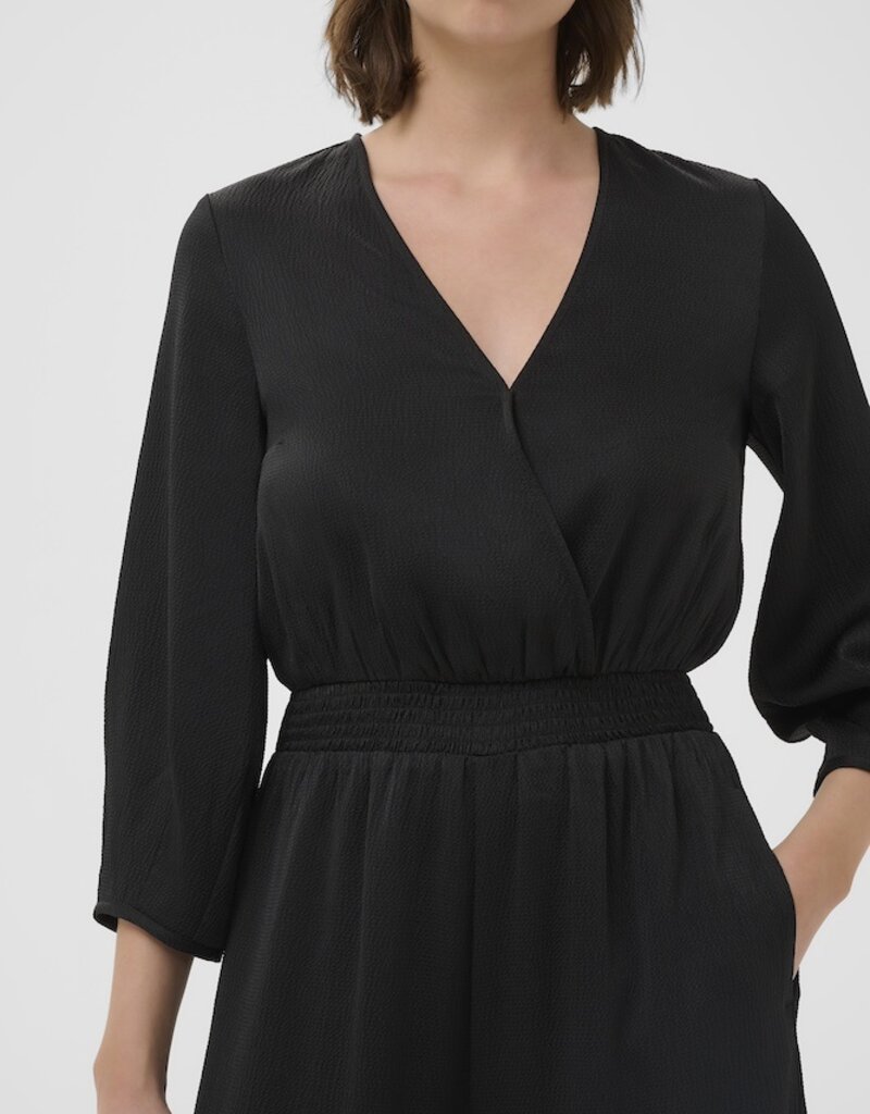 InWear Holley 3/4 Length Sleeve Satin Jumpsuit in Black