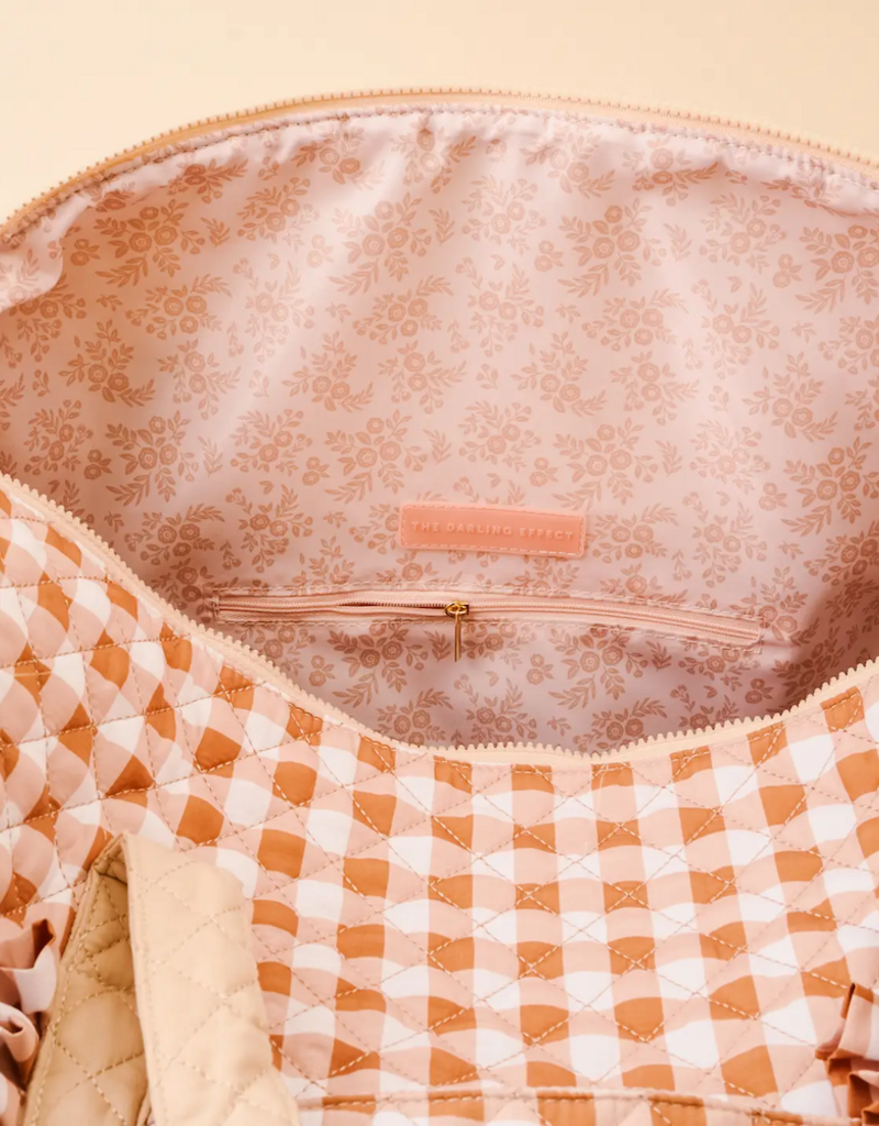 The Darling Effect On-The-Go Quilted Weekender Bag in in Maple Gingham