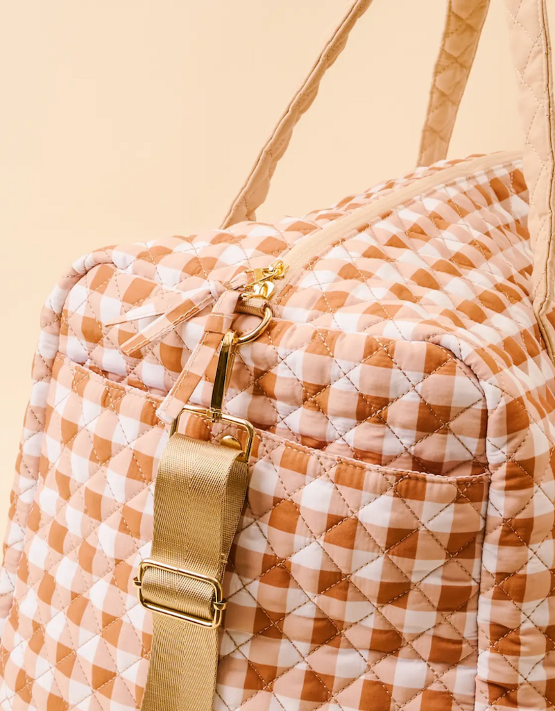 The Darling Effect On-The-Go Quilted Weekender Bag in in Maple Gingham