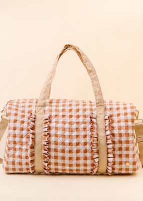 The Darling Effect On-The-Go Quilted Weekender Bag in in Maple Gingham