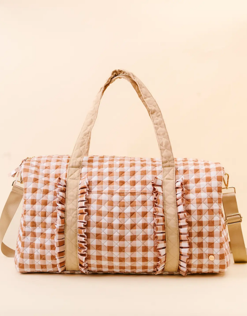 The Darling Effect On-The-Go Quilted Weekender Bag in in Maple Gingham
