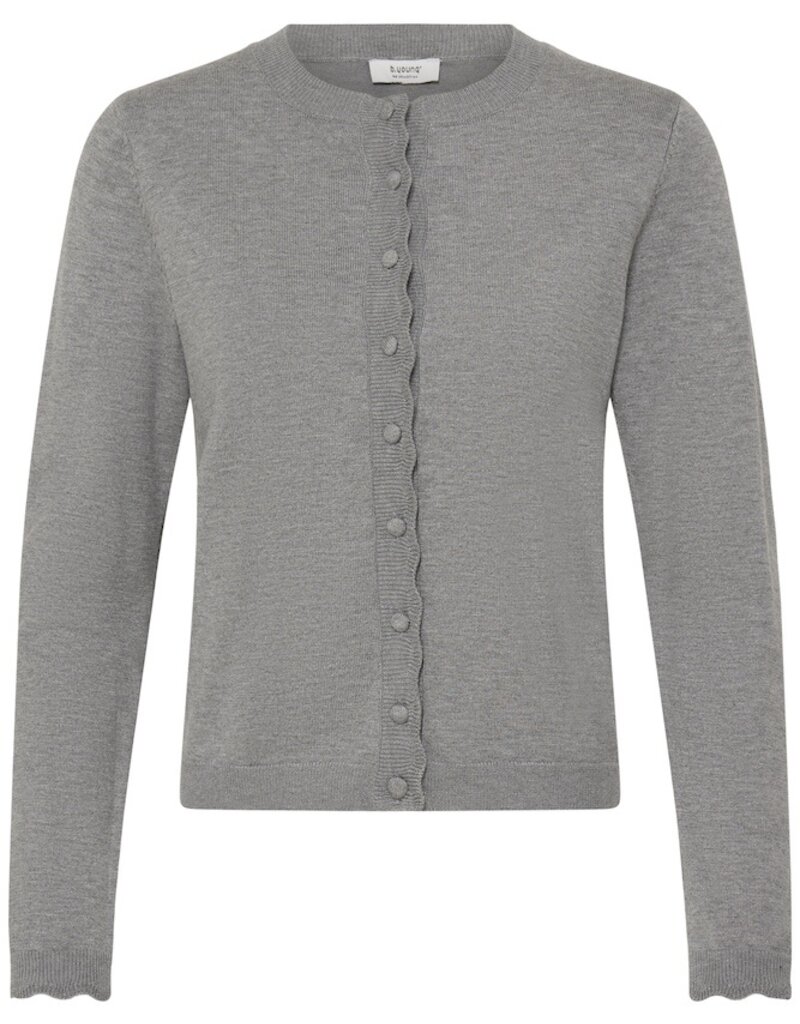 B.Young Morla Scalloped Hems Cardigan in Mid Grey Melange