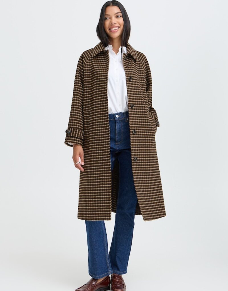 B.Young Camio Button Up Coat with Wool in Olive Night