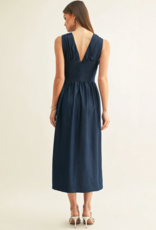 Adelyn Rae Arabelle Chambray Sleeveless Corset Midi Dress