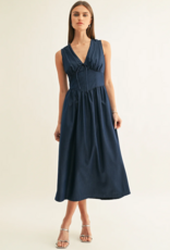 Adelyn Rae Arabelle Chambray Sleeveless Corset Midi Dress