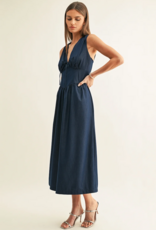 Adelyn Rae Arabelle Chambray Sleeveless Corset Midi Dress