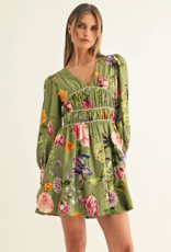 Adelyn Rae Lia Contrast Binding Long Sleeve Mini Dress