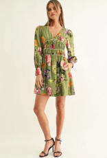 Adelyn Rae Lia Contrast Binding Long Sleeve Mini Dress