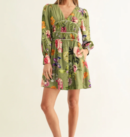 Adelyn Rae Lia Contrast Binding Long Sleeve Mini Dress