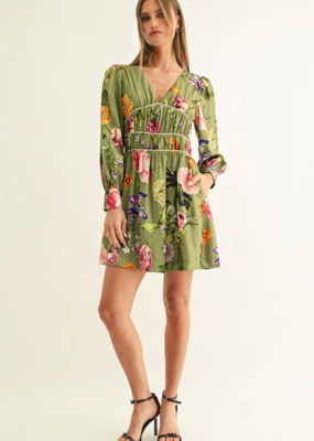 Adelyn Rae Lia Contrast Binding Long Sleeve Mini Dress