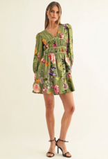 Adelyn Rae Lia Contrast Binding Long Sleeve Mini Dress