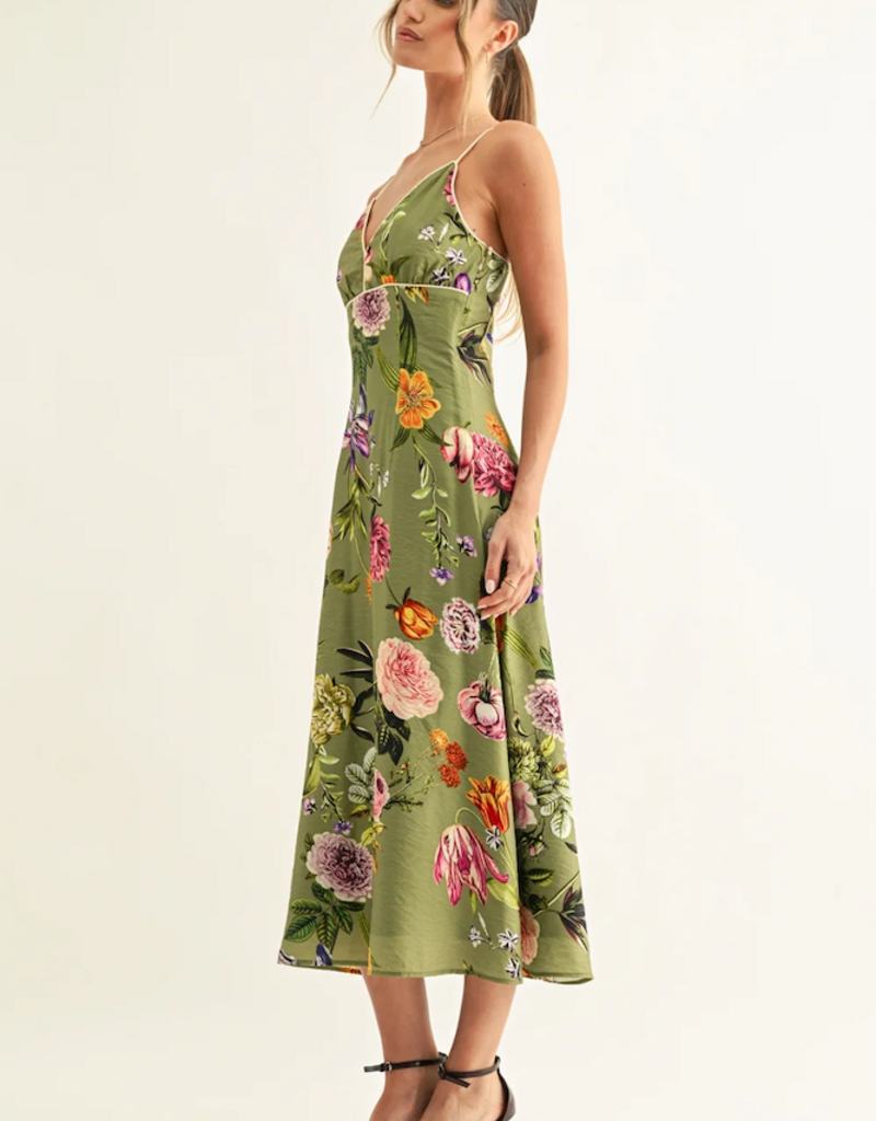 Adelyn Rae Arias Contrast Binding Midi Slip Dress