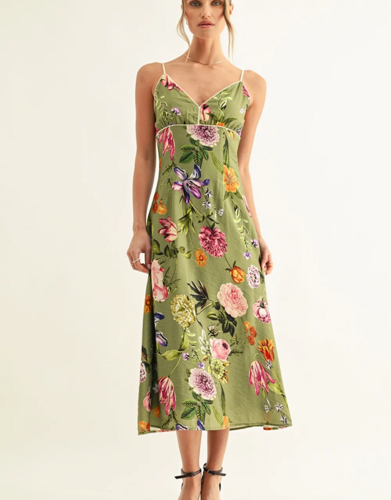 Adelyn Rae Arias Contrast Binding Midi Slip Dress