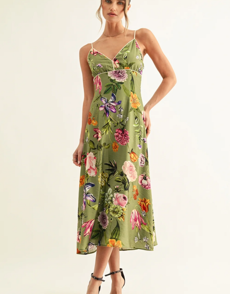 Adelyn Rae Arias Contrast Binding Midi Slip Dress