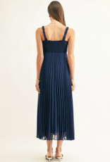 Adelyn Rae Jilian Pleated Midi Dress in Navy