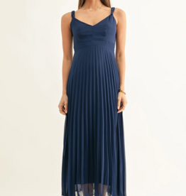 Adelyn Rae Jilian Pleated Midi Dress in Navy