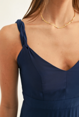 Adelyn Rae Jilian Pleated Midi Dress in Navy