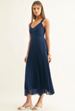 Adelyn Rae Jilian Pleated Midi Dress in Navy