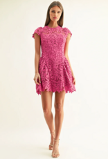 Adelyn Rae Cres Cap Sleeve Lace Mini Dress In Berry Pink