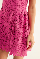 Adelyn Rae Cres Cap Sleeve Lace Mini Dress In Berry Pink