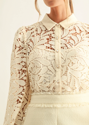 Adelyn Rae Diora Contrast Detail Lace Shirt