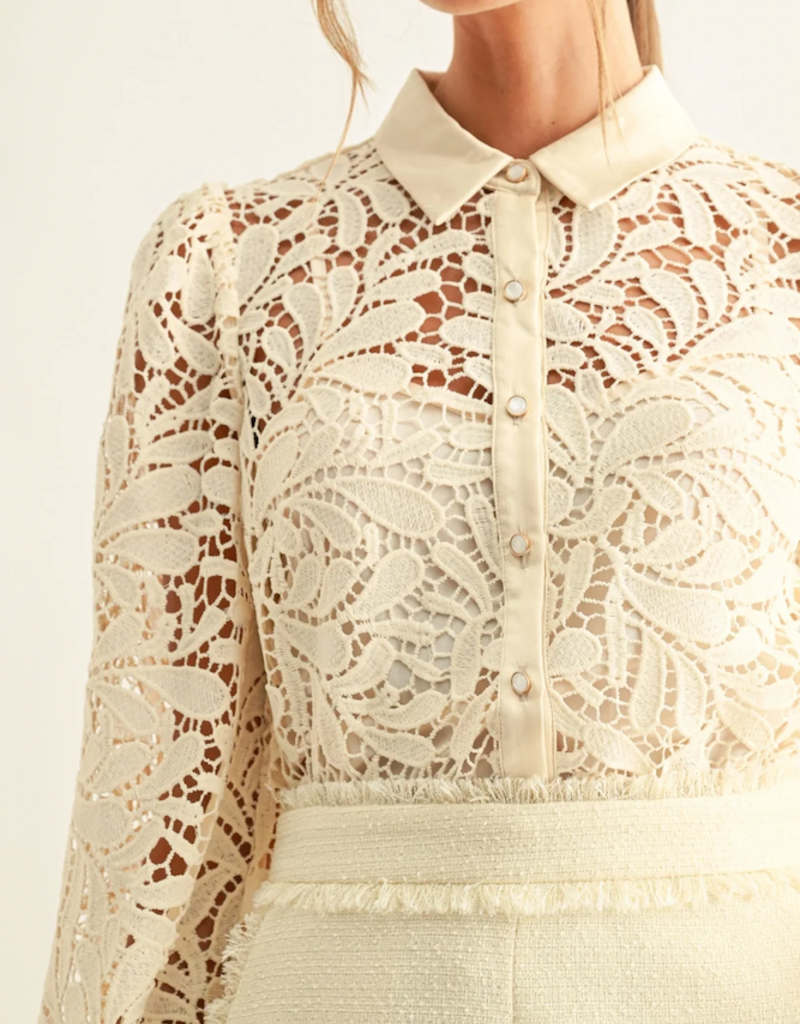 Adelyn Rae Diora Contrast Detail Lace Shirt