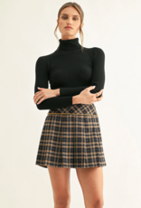 Adelyn Rae Jona Contrast Piping Pleated Mini Skirt