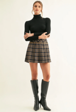 Adelyn Rae Jona Contrast Piping Pleated Mini Skirt
