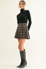 Adelyn Rae Jona Contrast Piping Pleated Mini Skirt