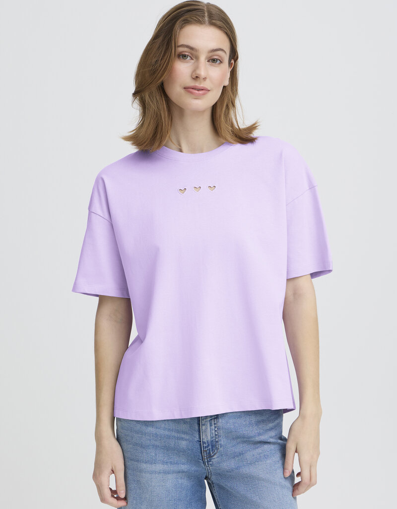 ICHI Petro Cotton T-Shirt With Peek-a-Boo Heart
