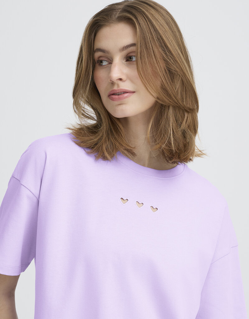 ICHI Petro Cotton T-Shirt With Peek-a-Boo Heart