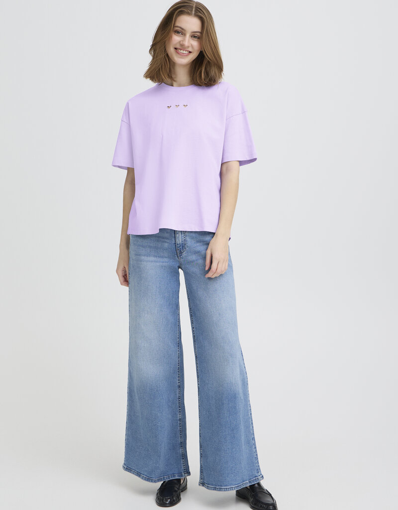 ICHI Petro Cotton T-Shirt With Peek-a-Boo Heart